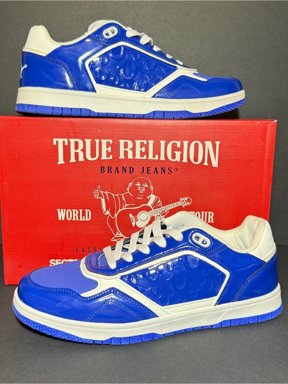 True Religion Men’s Blue and White Low-Top Sneakers